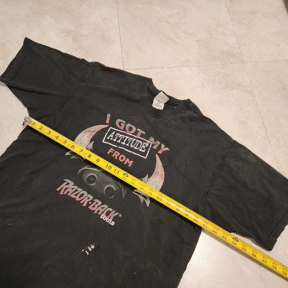 VTG Y2K Razor-Back Tools FADED DISTRESSED Mens L Large Black Graphic T Shirt - Picture 7 of 10